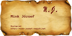 Mink József névjegykártya